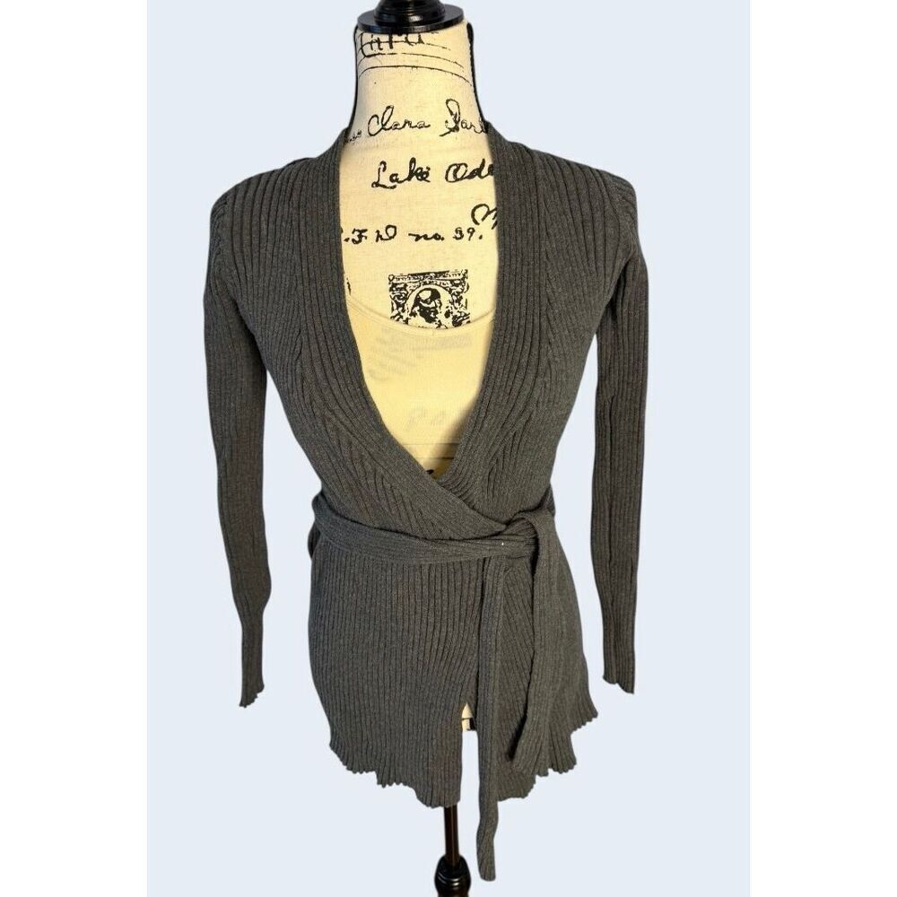 Mothers en Vogue MEV Grey Ribbed Wrap Nursing/Maternity Cardigan - Small
